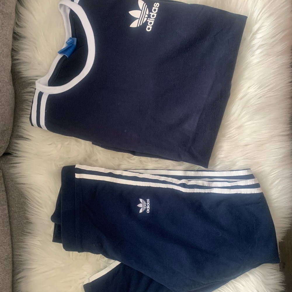 Adidas Dark Blue outfit with White Stripes